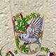 Six vintage parakeet glasses