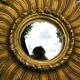 Old mirror sun domed golden wood "witch's eye"