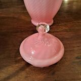 Opalescent pink glass cotton pot