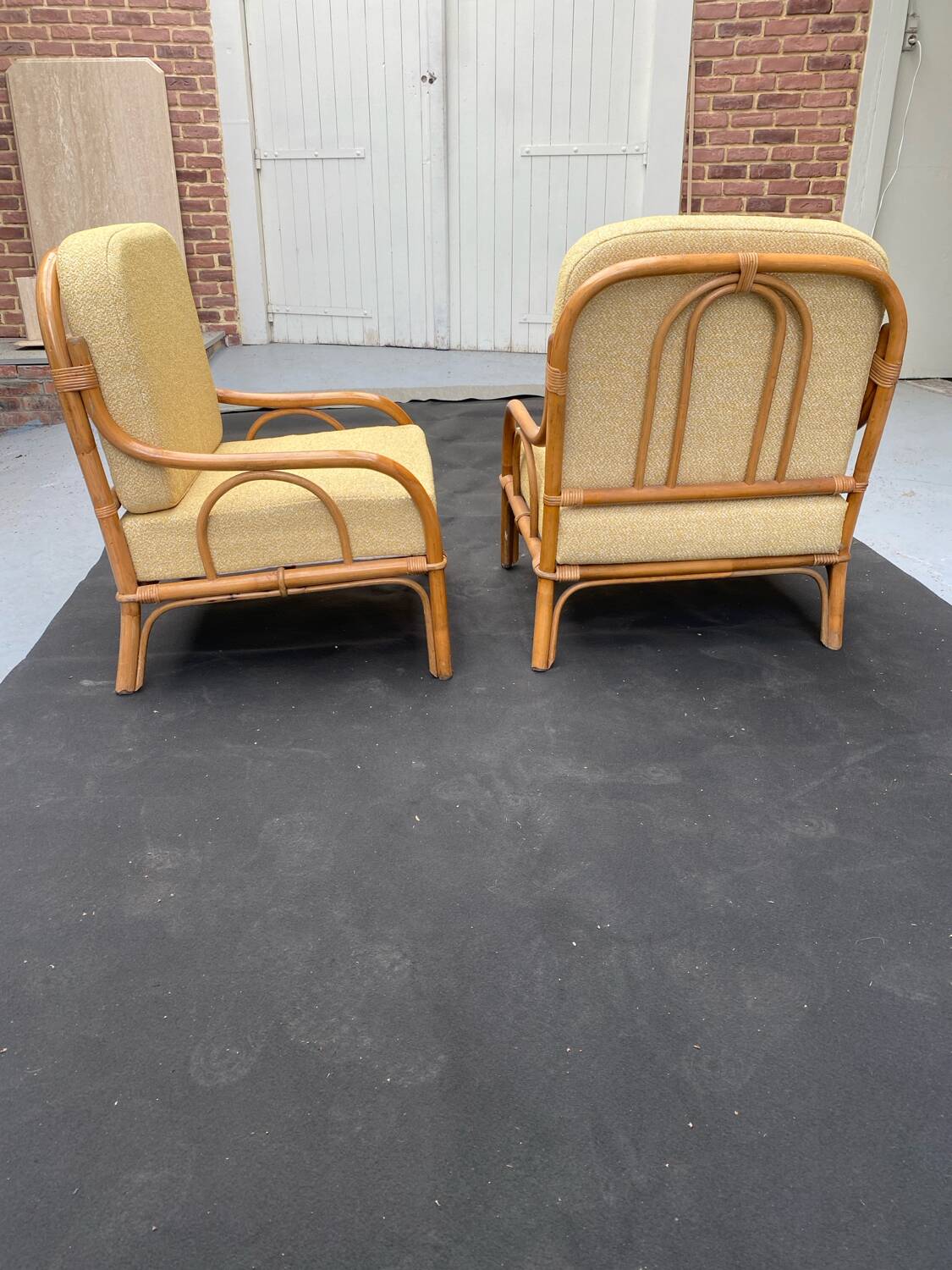 Pair of rattan armchairs