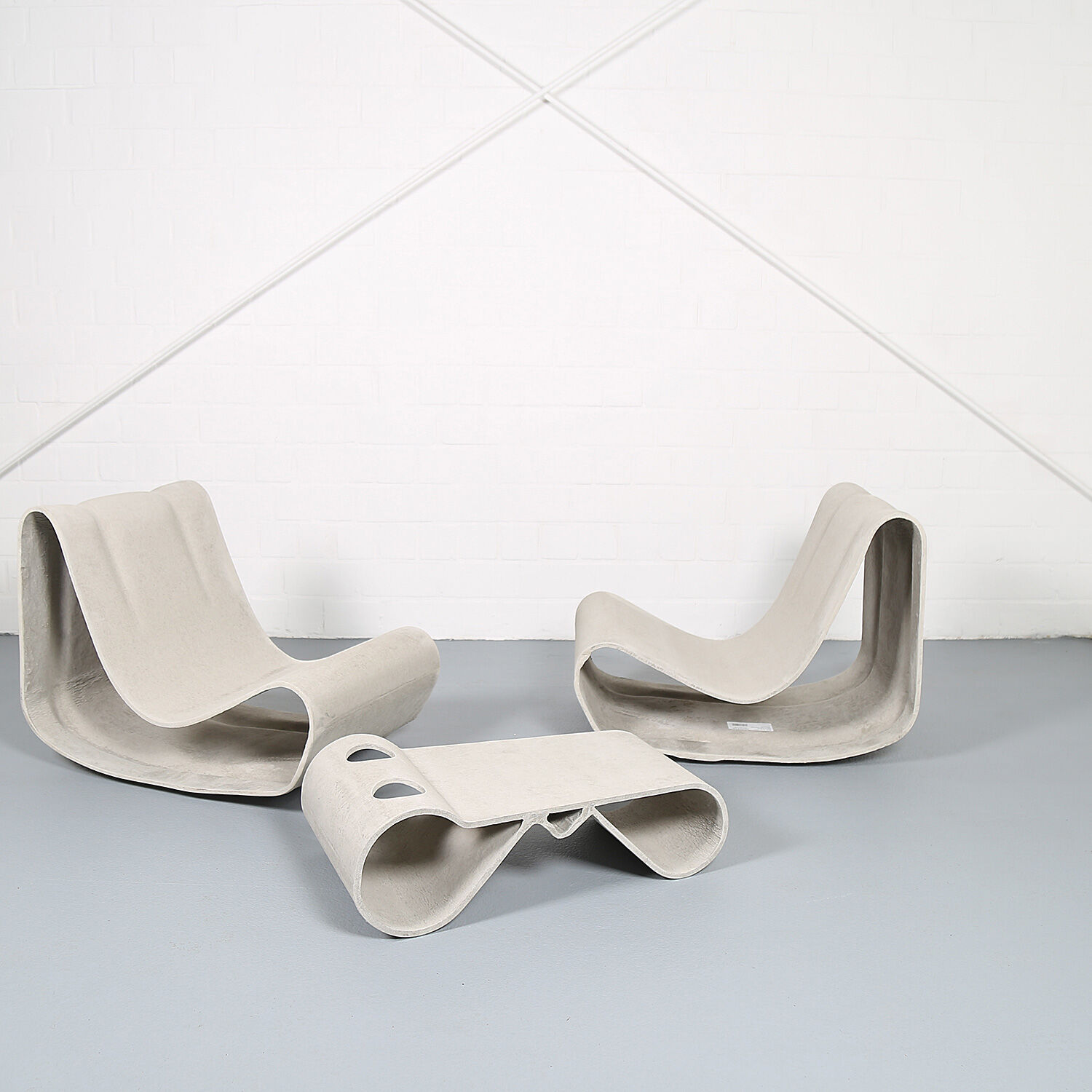 Swisspearl/Eternit Willy Guhl set of 2 Loop Chairs and 1 Loop Table