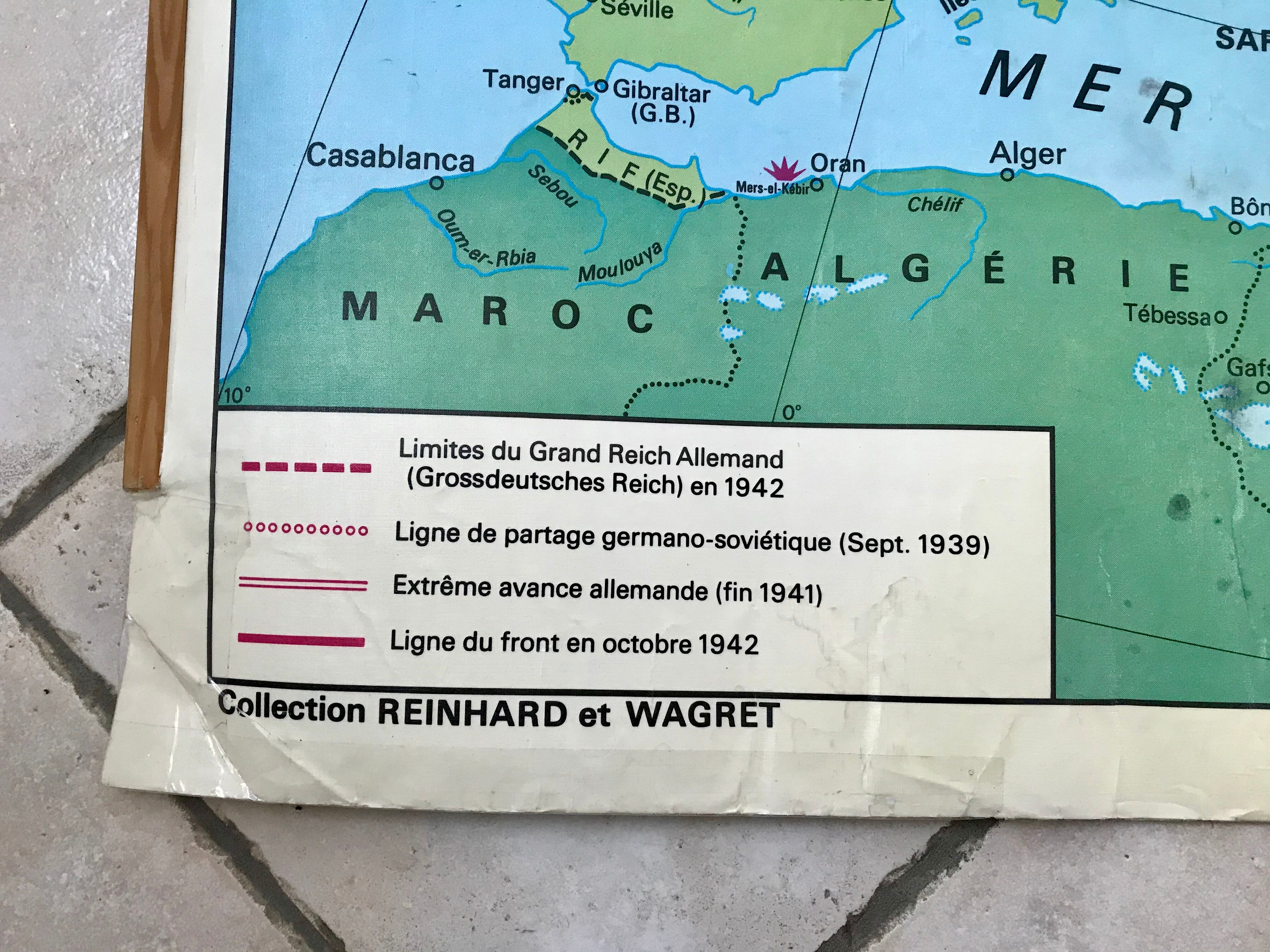 school map Librairie Armand Colin Reinhart and Wagret The France of 1939-1945 vintage 1970