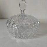Large vintage pressed glass candy box – diamond pattern