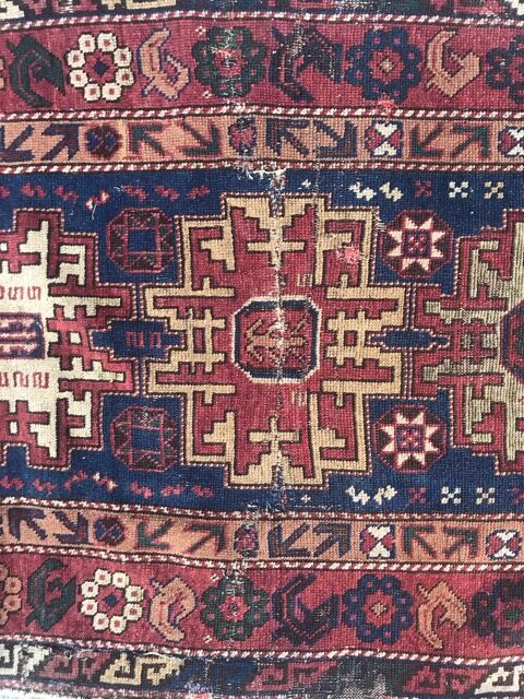 Old caucasian rug shirawan 19th handmade 76x120 cm