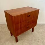 Small chest of drawers or bedside table in teak, Scandinavian design from the 70s vintage