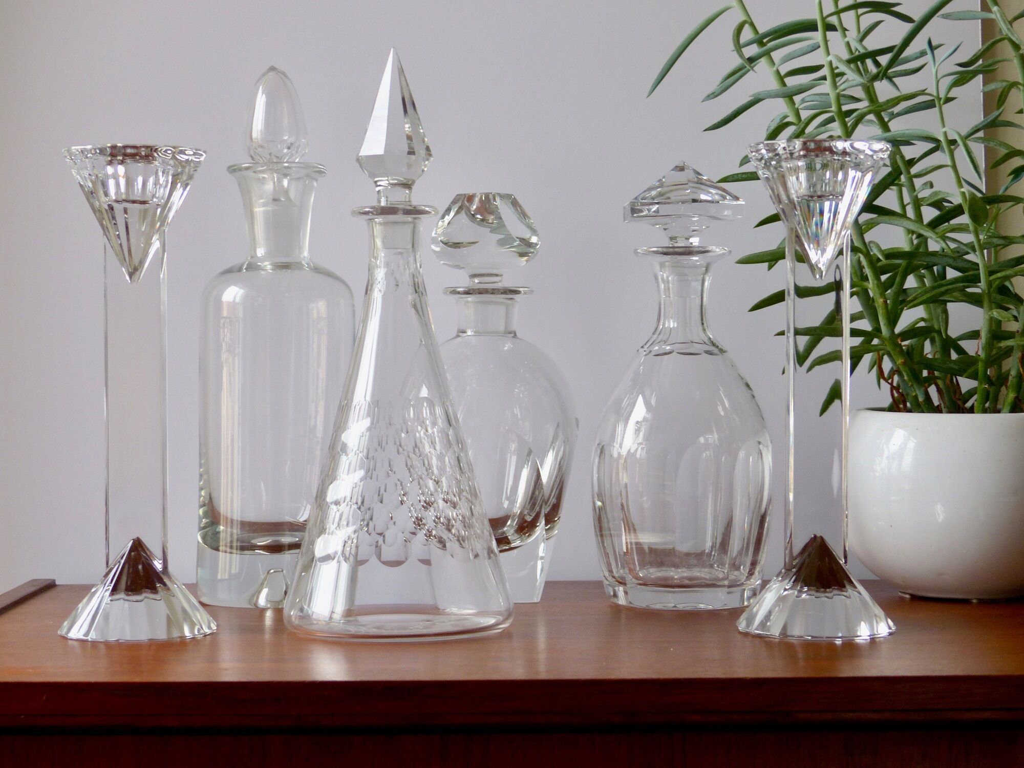 Set of 3 vintage de bohème crystal candlesticks