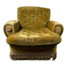 Fauteuil club vintage en tissu vert