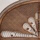 Large vintage headboard in woven rattan fan / Peacock 180cm