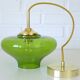 Vintage Pendant Light  Hand Blown Green Glass MCM Bar Hanging Cool Lamps