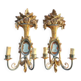 Ancienne appliques en bois médaillon italienne Firenze