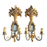 Ancienne appliques en bois médaillon italienne Firenze