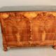 Restoration period commode with walnut burl, marble top.