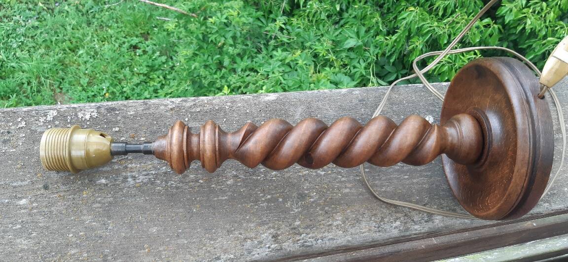 Art Deco twisted wood lamp. FREE DELIVERY