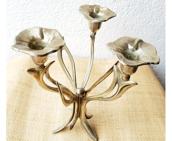 Three branched brass chandelier