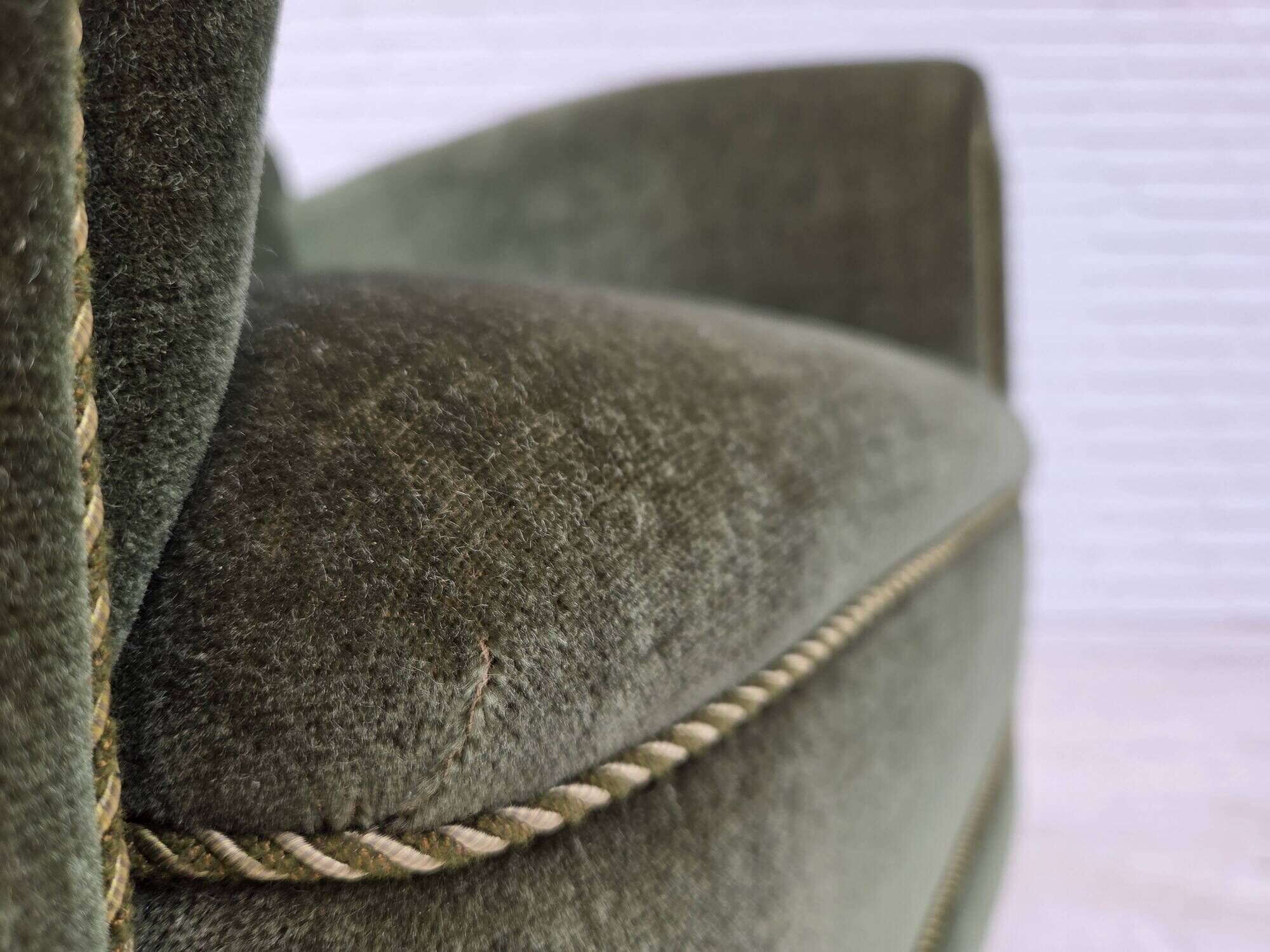 1950s, Danish highback relax armchair, furniture velour, beech wood.