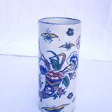 Vase tube with floral pattern manufacture of Gien a 19