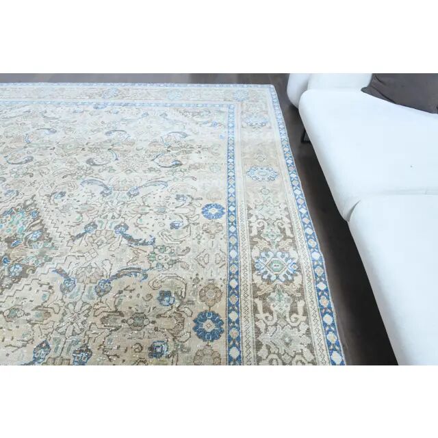 1970s Vintage Persian Handmade Wool Cotton Light Beige Area Rug