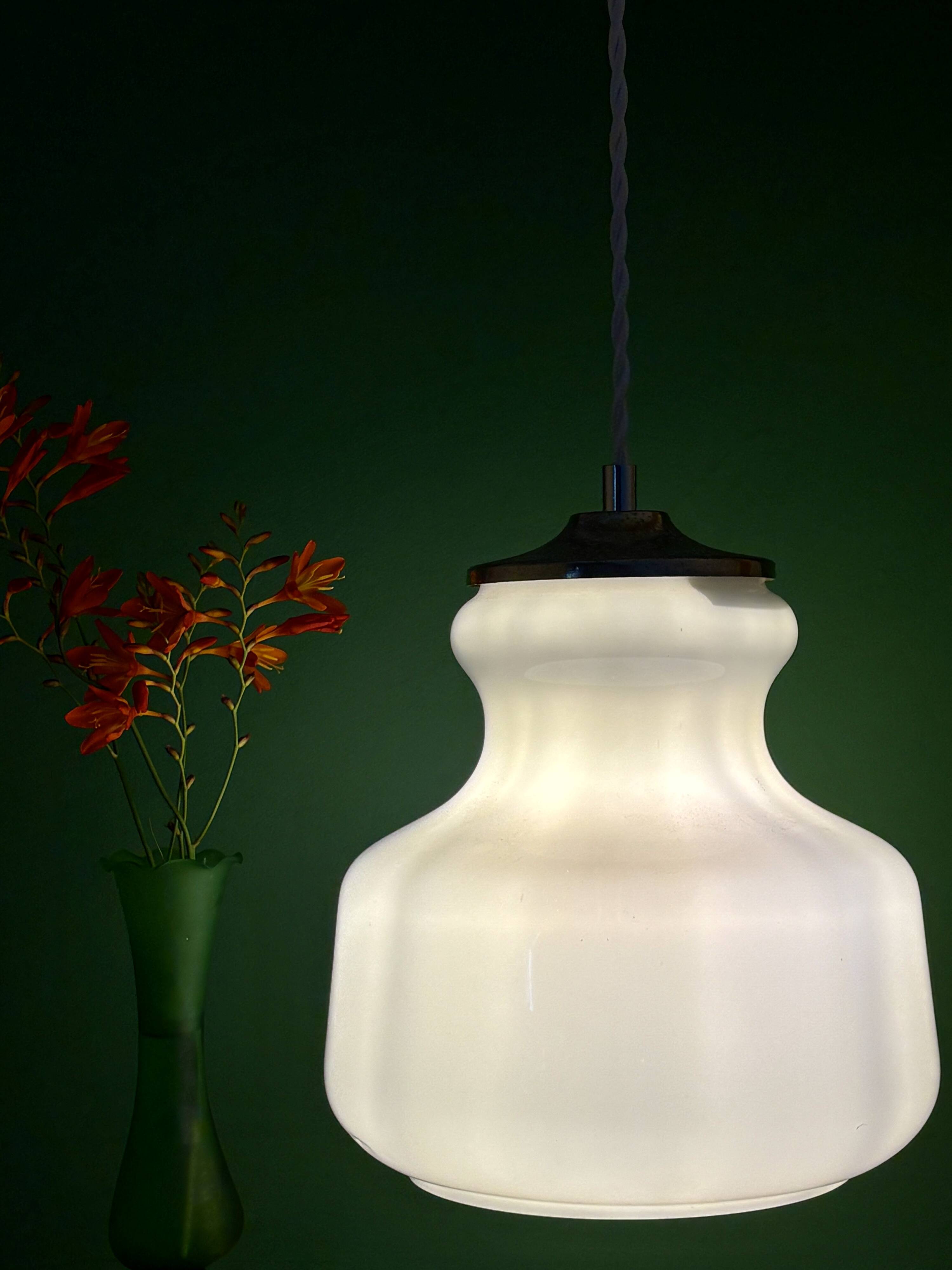 Vintage white opaline suspension globe