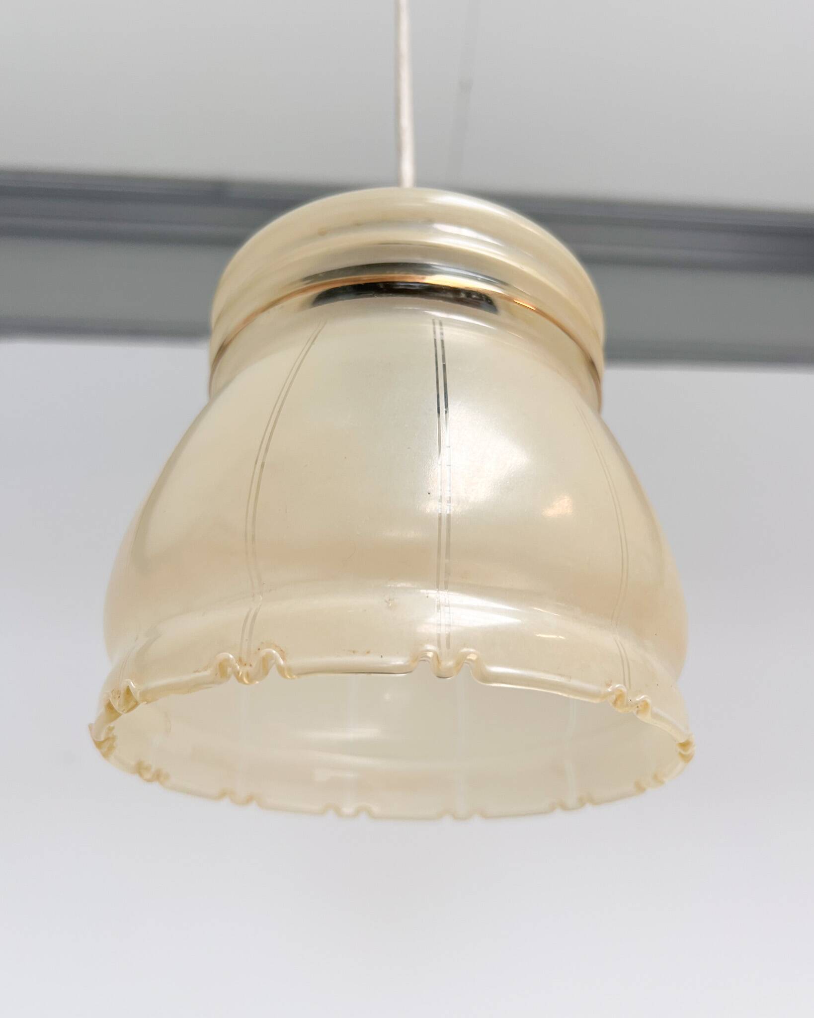 Set of 2 vintage beige ceiling lamps, 1960s