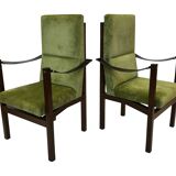 Vintage armchair solid wenge design 60s leather armrests design