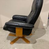 Scandinavian black leather relax armchair