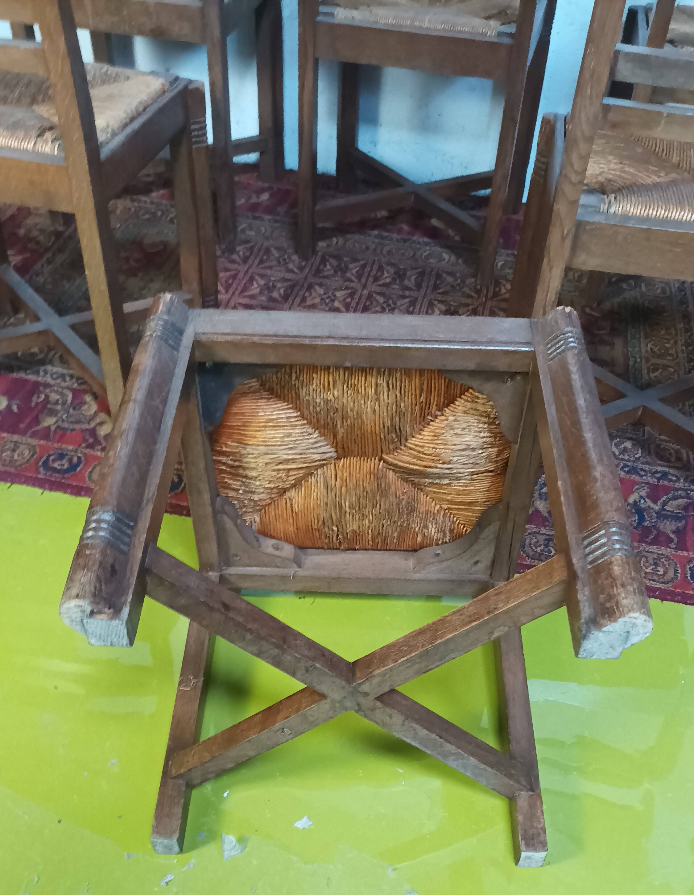 Set of 6 Art Deco oak chairs