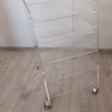 Lucite mobile shelf, 1970s.