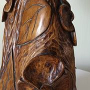 Lampe de table en bois sculpté et corde vintage