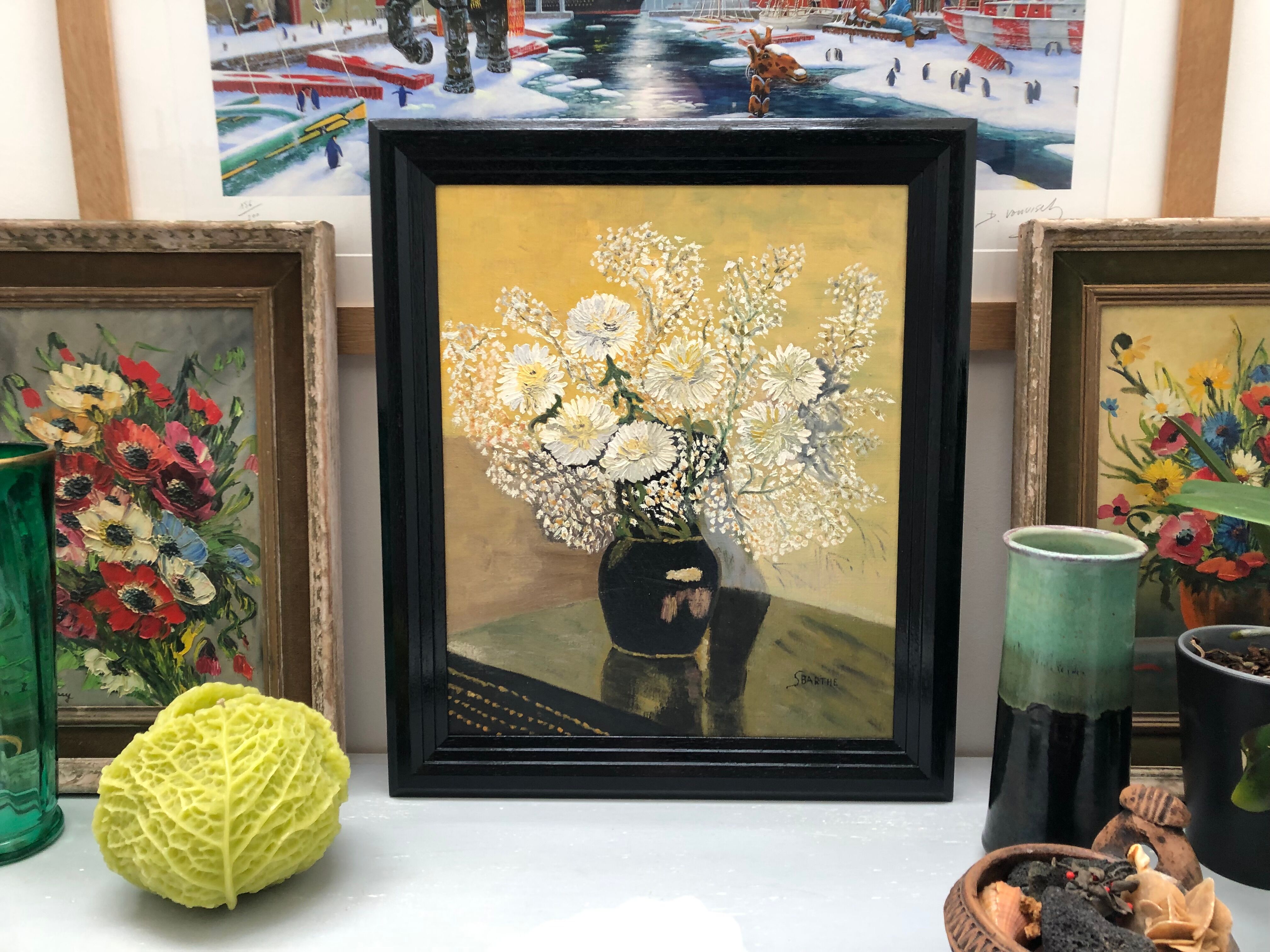 Painting oil painting on canvas signed representing a bouquet of flowers, still life.