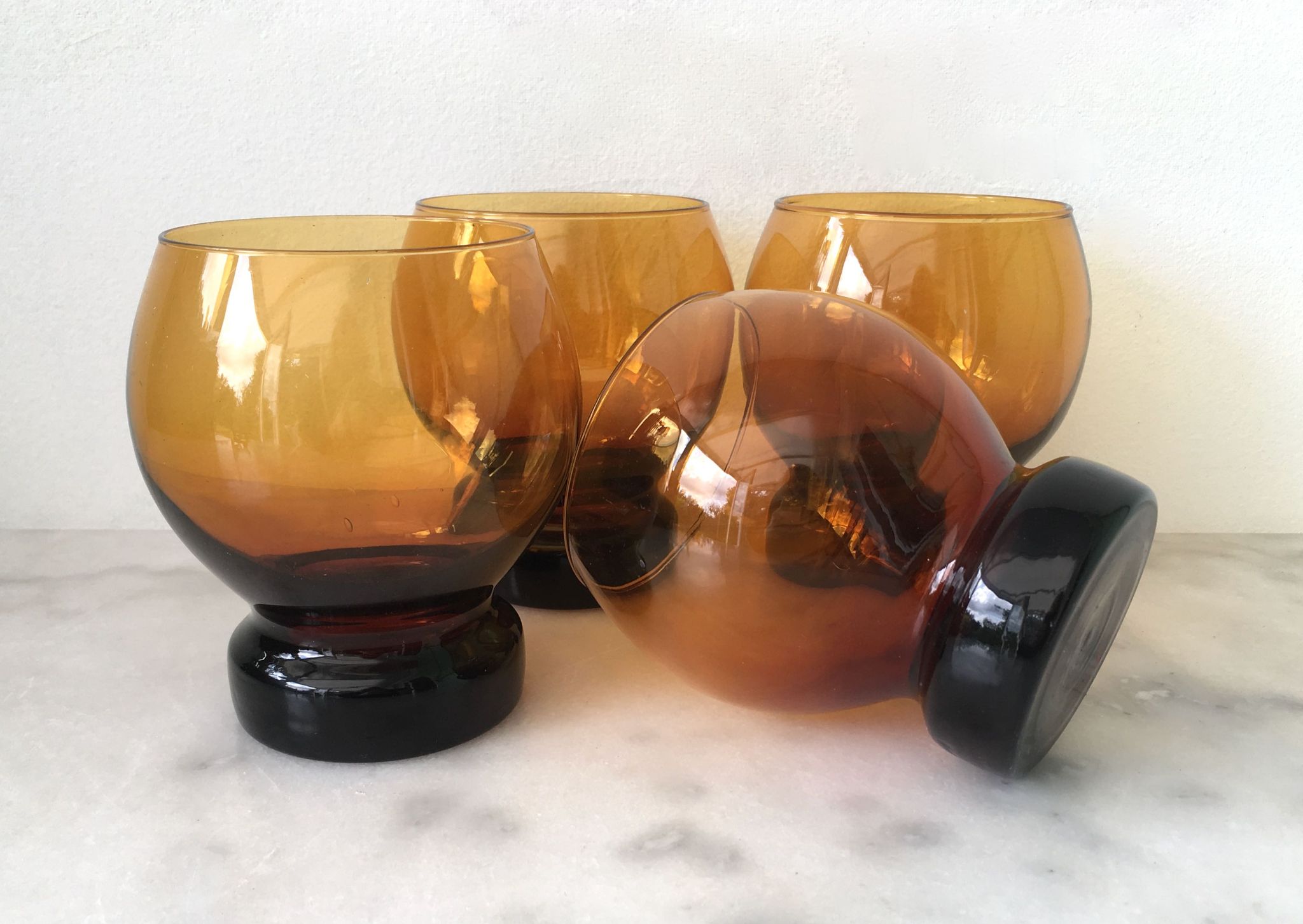 Set of 4 vintage amber cups