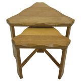 Vintage Scandinavian side tables made of solid wood circa 1970s