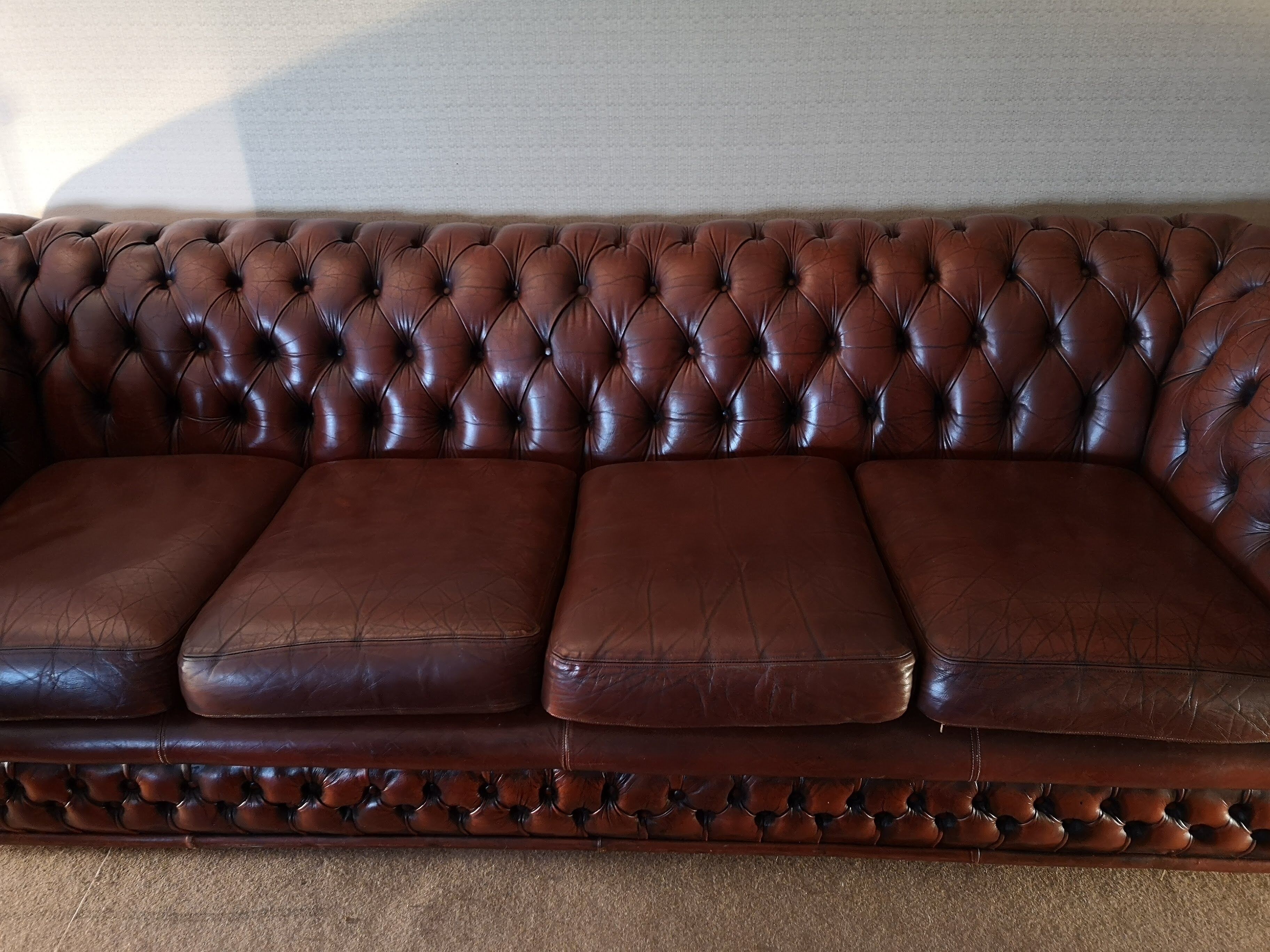 Sofa chesterfield brown leather four seats