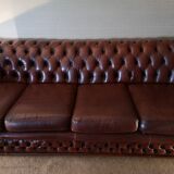 Sofa chesterfield brown leather four seats