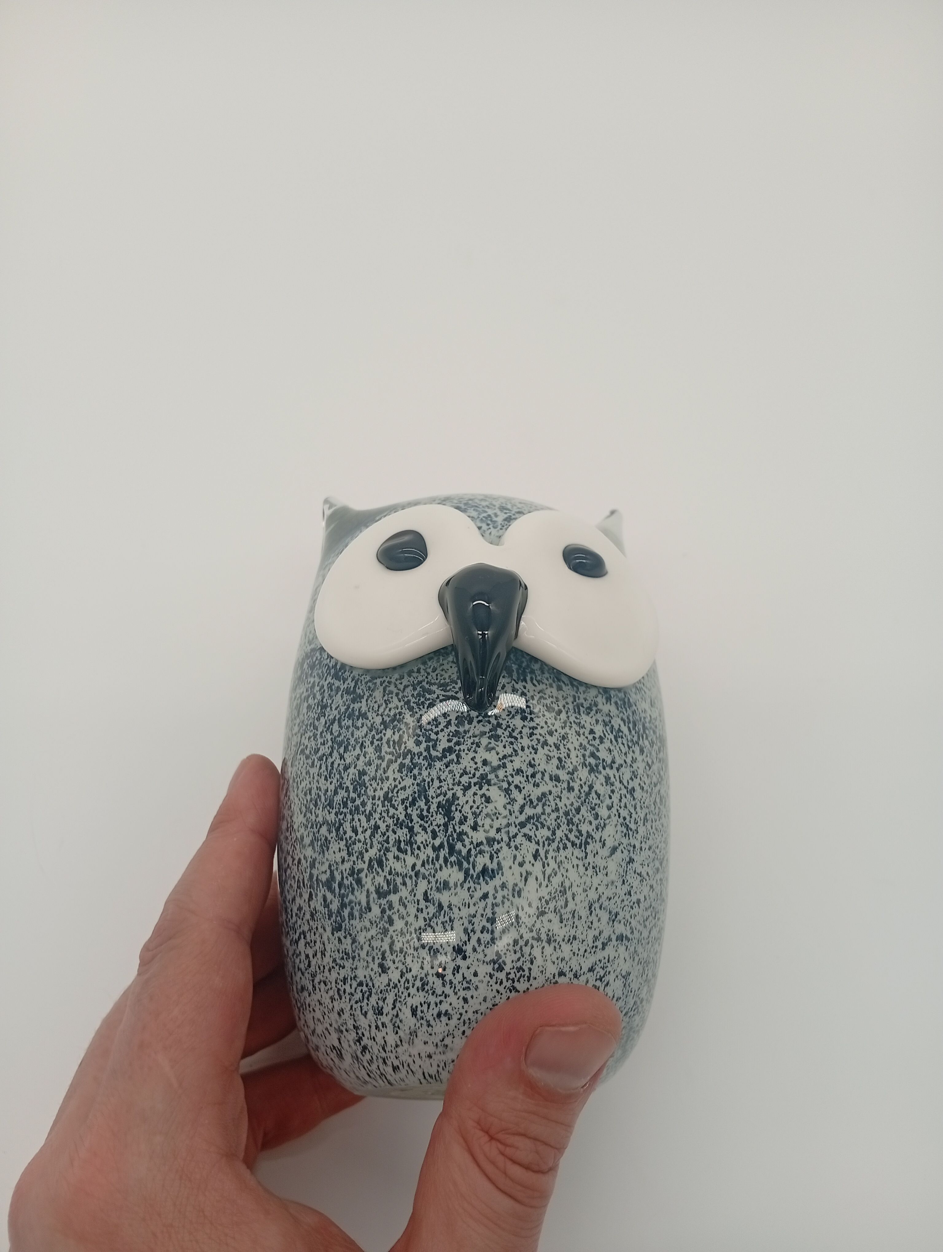 Vintage Scandinavian Glass Owl Statuette Denmark Sulphur 70s 80s