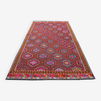 Turkish kilim rug,376x198 cm,N-167