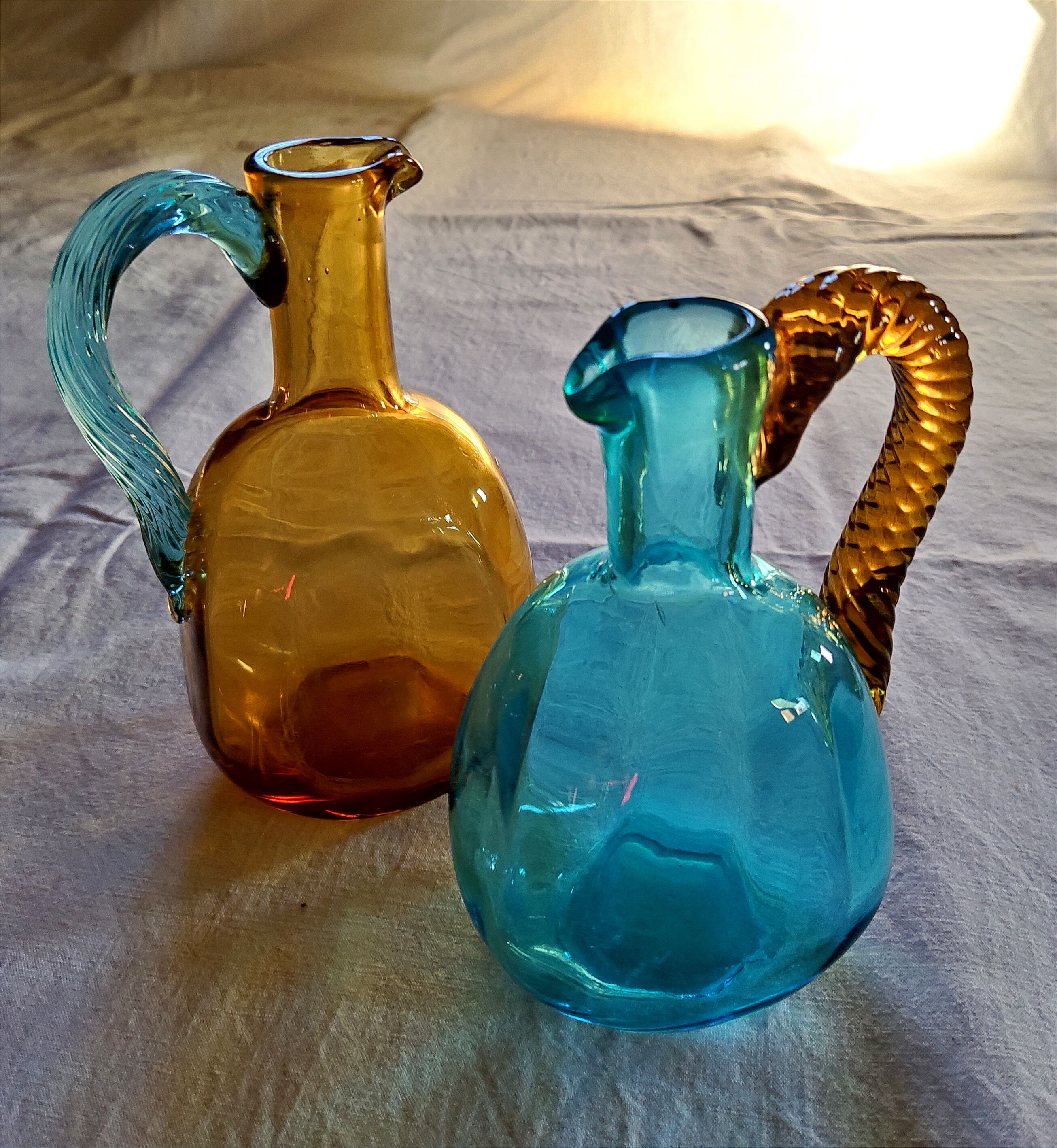 2 antique glass pitchers Georges Sand