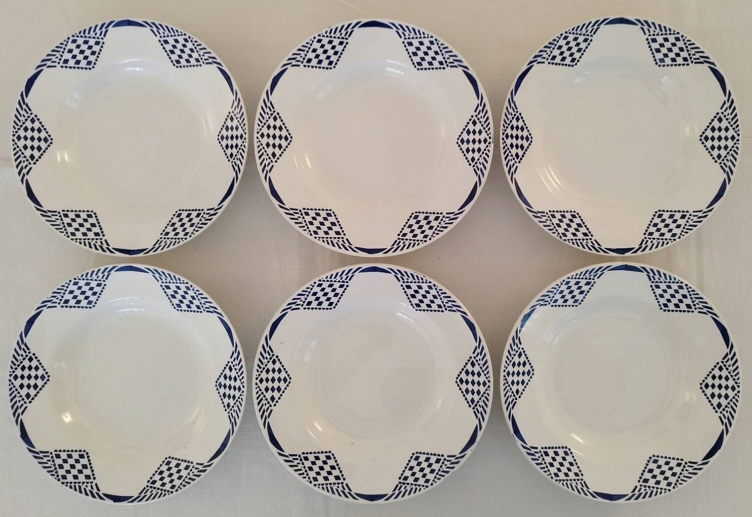 Vintage Moulin des et Hamage Orchies Pantin Earthenware Deep Plates