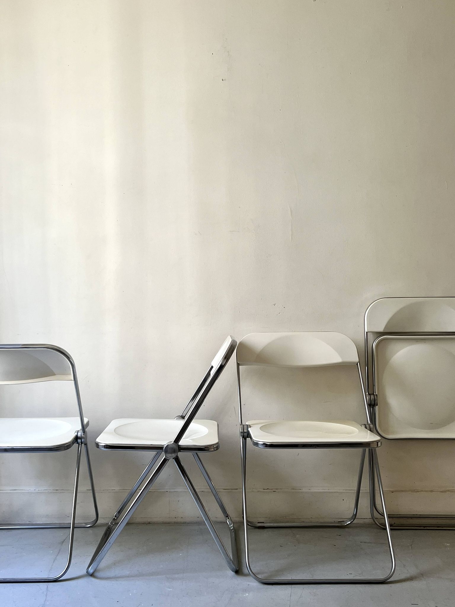 4 Chaises pliantes Plia de Giancarlo Piretti édition Castelli, design 1970