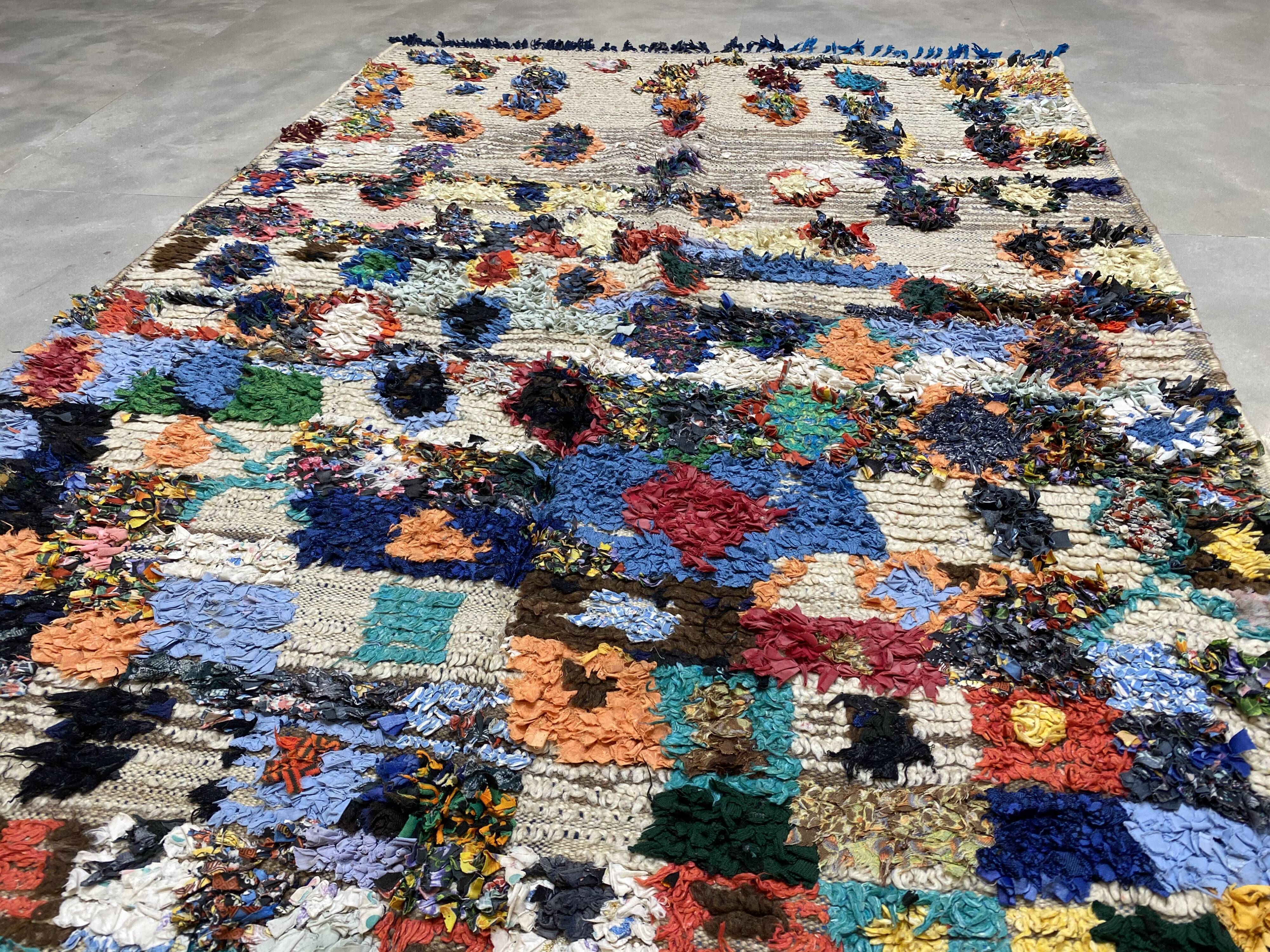 Multicolor carpet in boucherouite fabric 131x197cm