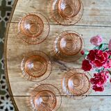Set of 6 cups and vintage saucer in rosaline from Arcoroc