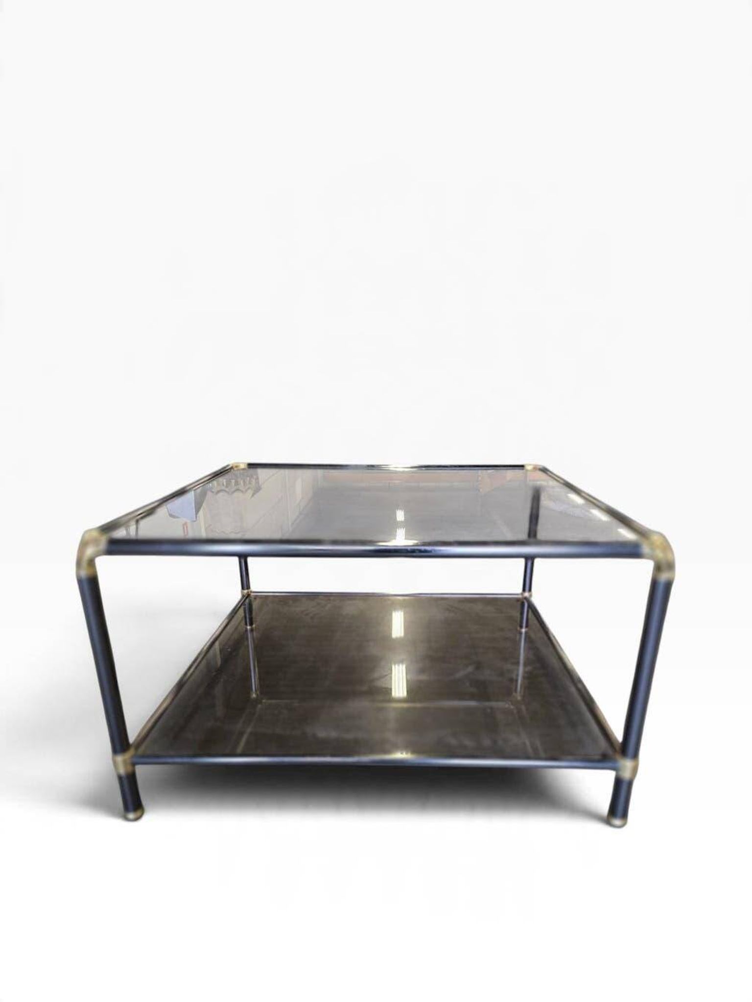 Table basse vintage en verre fumé