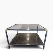 Table basse vintage en verre fumé