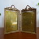 Double cadre photo diptyque bronze doré et laiton style Louis XVI - XIXème
