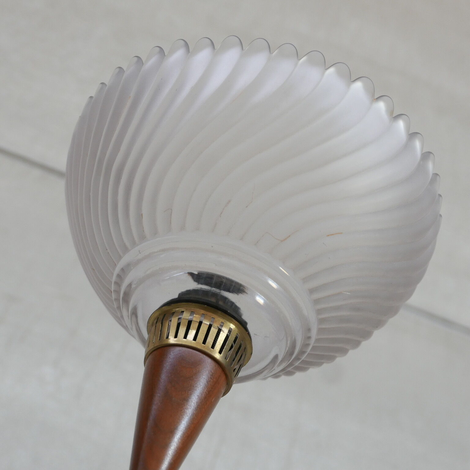 Dutch mid-century floor lamp with glass shade