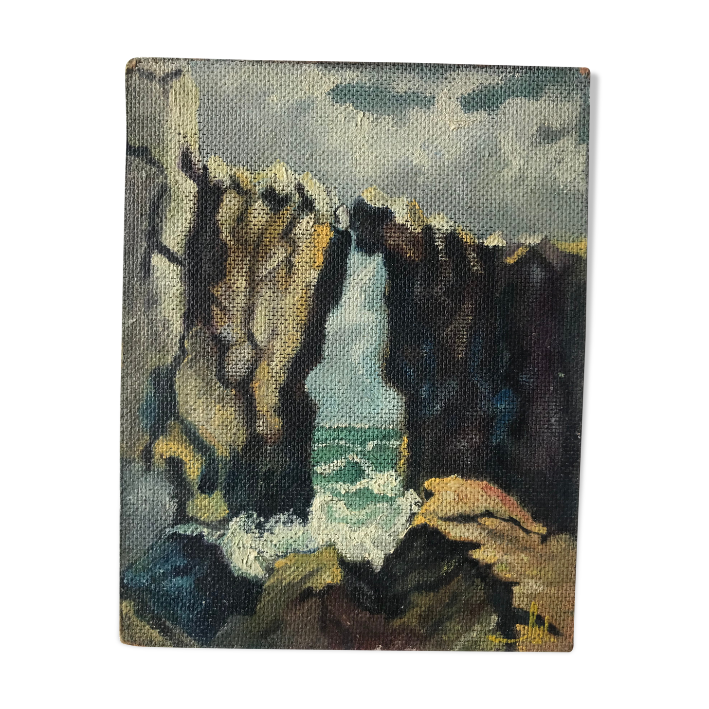 Oil table on panel Batz-sur-mer 1961, signed