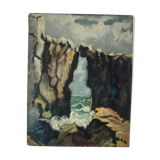 Oil table on panel Batz-sur-mer 1961, signed