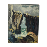 Oil table on panel Batz-sur-mer 1961, signed