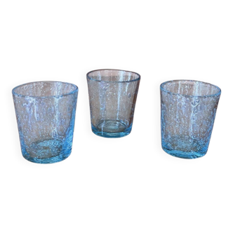 Three blown glass tumbler glasses