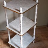 Solid turned wood and formica faux marble shelf to install wood 60s