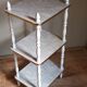 Solid turned wood and formica faux marble shelf to install wood 60s